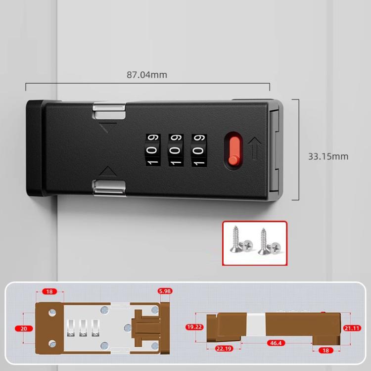 Screw-Mounted Door Latch With Built-In Latch Combination Lock, Color: Right-Angle Black