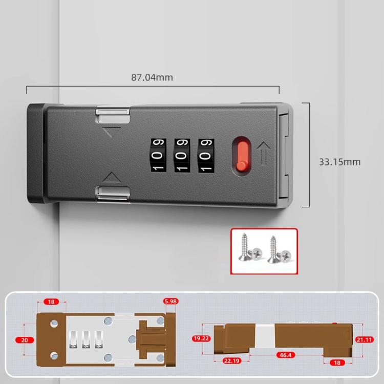 Screw-Mounted Door Latch With Built-In Latch Combination Lock, Color: Right-Angle Gray
