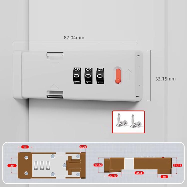 Screw-Mounted Door Latch With Built-In Latch Combination Lock, Color: Right-Angle White