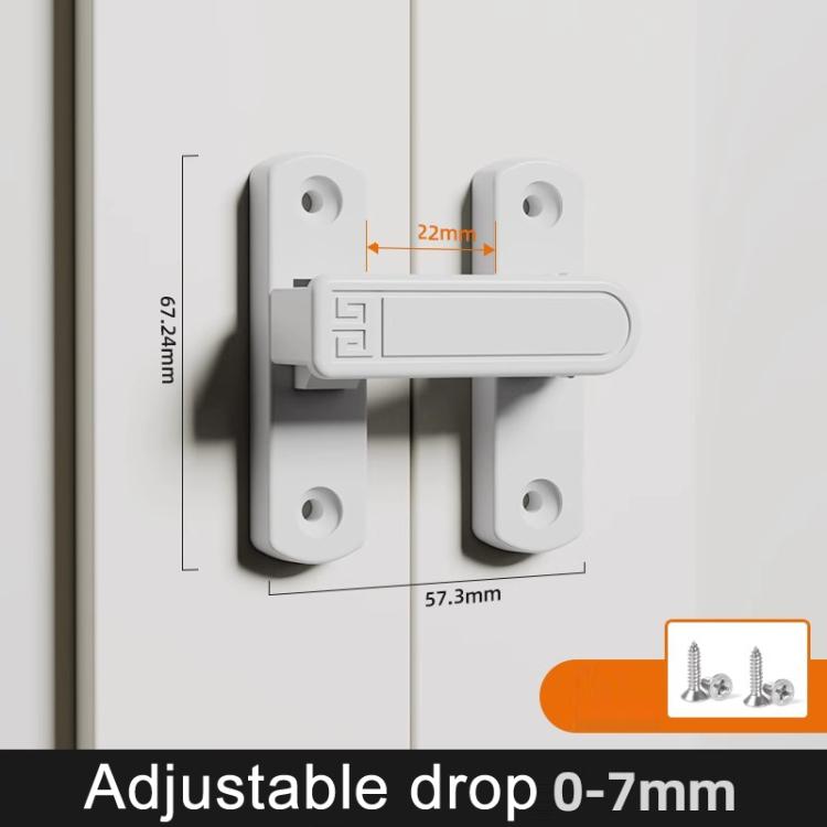 Screw-Mounted 0-7mm Adjustable Height Drop Sliding Door Lock Latch, Color: White