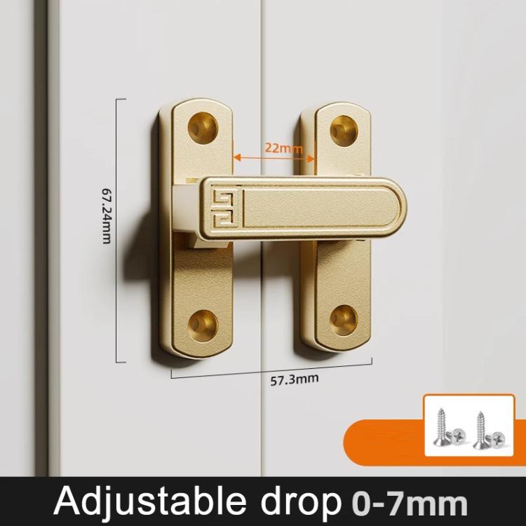 Screw-Mounted 0-7mm Adjustable Height Drop Sliding Door Lock Latch, Color: Gold