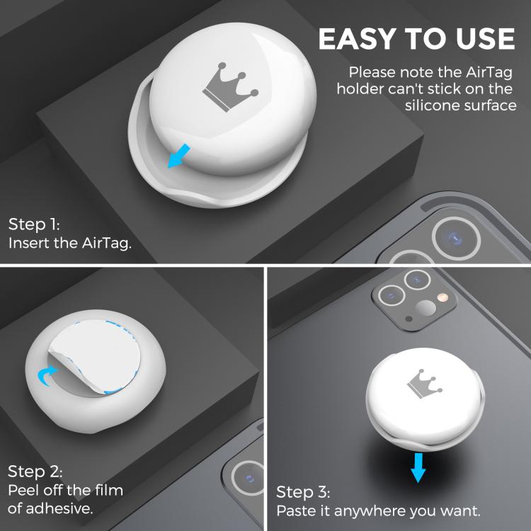For AirTag 2nd Gen / AirTag 1st Gen AhaStyle PT159 ABS Hard Shell Snap-on Fixed Loss Prevention Tracker Protective Case - White
