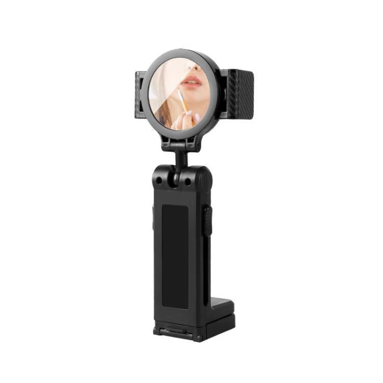 L1 Mirror + Clip Portable Phone Holder Clamp Mount For Travel 360-Degree Rotation Lazy Bracket Desk Stand - Black