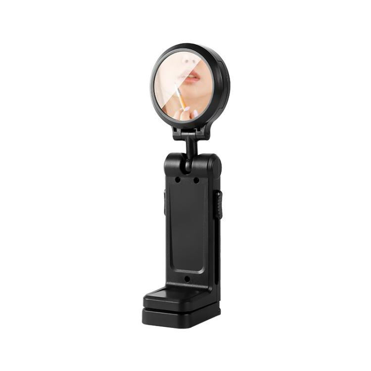 L2 Magnetic+Mirror Portable Phone Holder Clamp Mount For Travel 360-Degree Rotation Lazy Bracket Desk Stand - Black