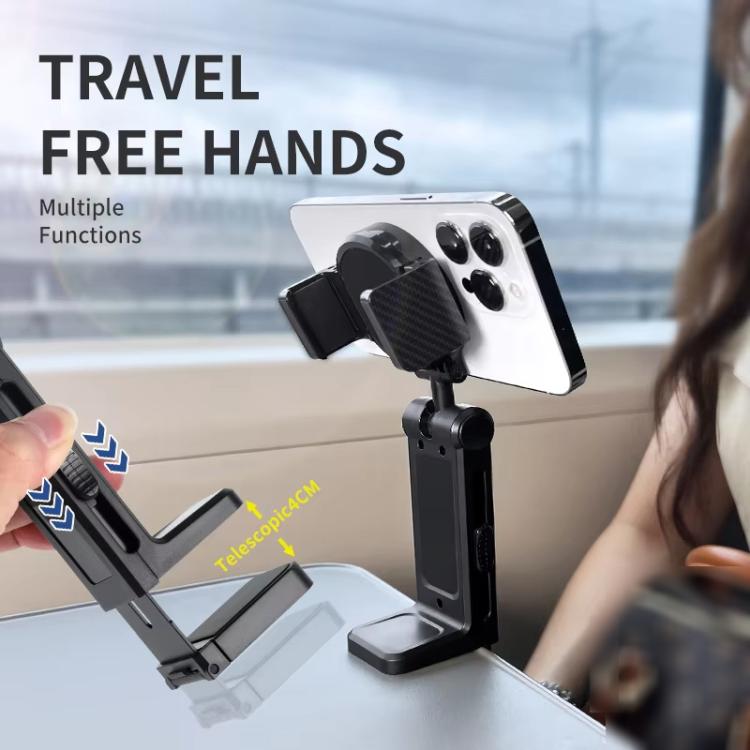 L1 Mirror + Clip Portable Phone Holder Clamp Mount For Travel 360-Degree Rotation Lazy Bracket Desk Stand - Black
