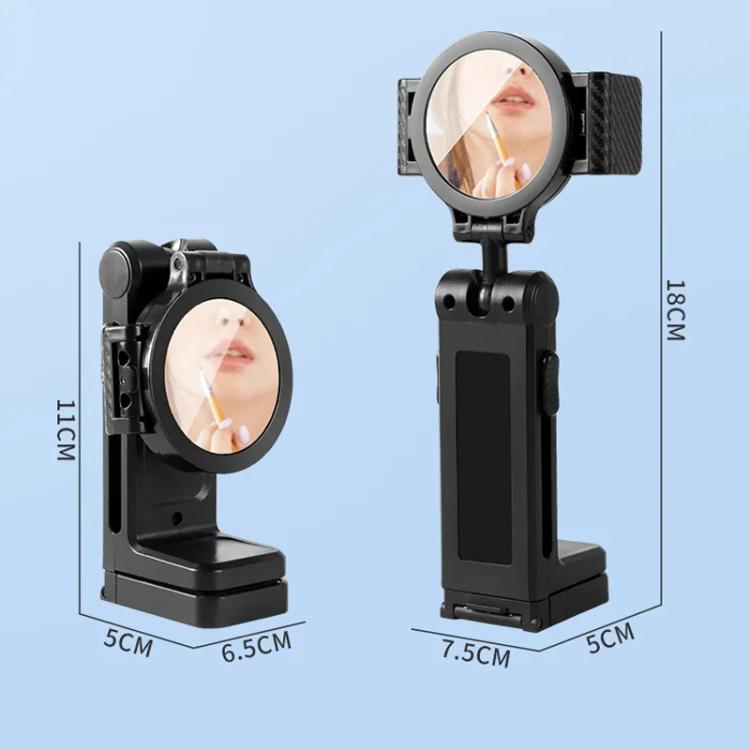 L2 Magnetic+Mirror Portable Phone Holder Clamp Mount For Travel 360-Degree Rotation Lazy Bracket Desk Stand - Black