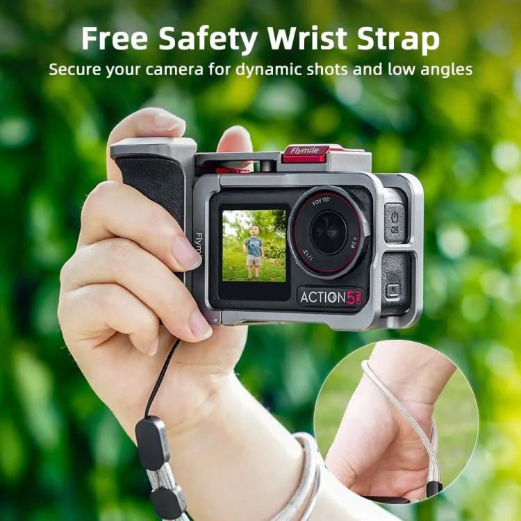 Flymile Street Shooting Handle Kit for DJI Osmo Action 5 Pro/4/3 Action Camera Aluminum Expansion Cage - Metal Color