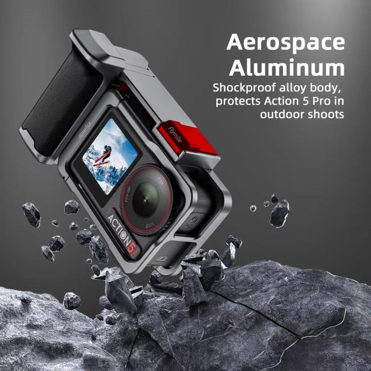 Flymile Street Shooting Handle Kit for DJI Osmo Action 5 Pro/4/3 Action Camera Aluminum Expansion Cage - Metal Color