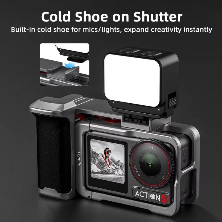 Flymile Street Shooting Handle Kit for DJI Osmo Action 5 Pro/4/3 Action Camera Aluminum Expansion Cage - Metal Color