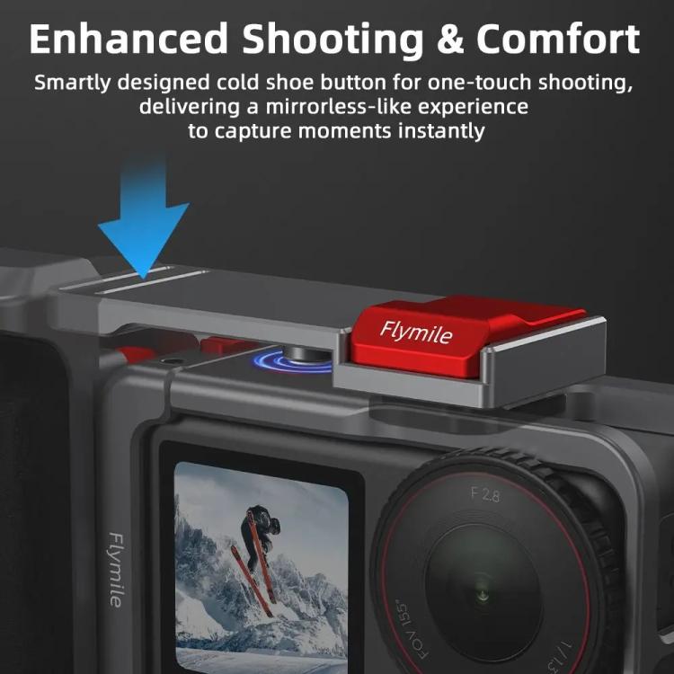 Flymile Street Shooting Handle Kit for DJI Osmo Action 5 Pro/4/3 Action Camera Aluminum Expansion Cage - Metal Color