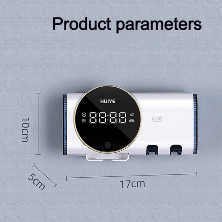 HUIYE UV Toothbrush And Razor Sanitizer Drying Box With LCD Display Wall-Mounted No-Drill Electric Toothbrush Sterilizer - H5 White