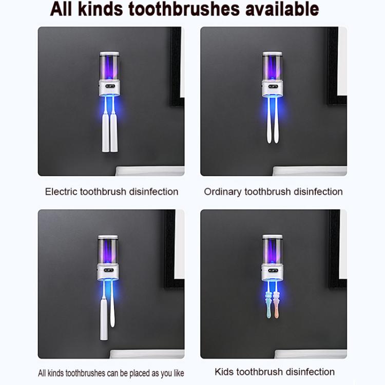 Rechargeable UV Toothbrush And Cup Sterilizer Wall Mount - Drill-Free Installation For Single User - H1 White