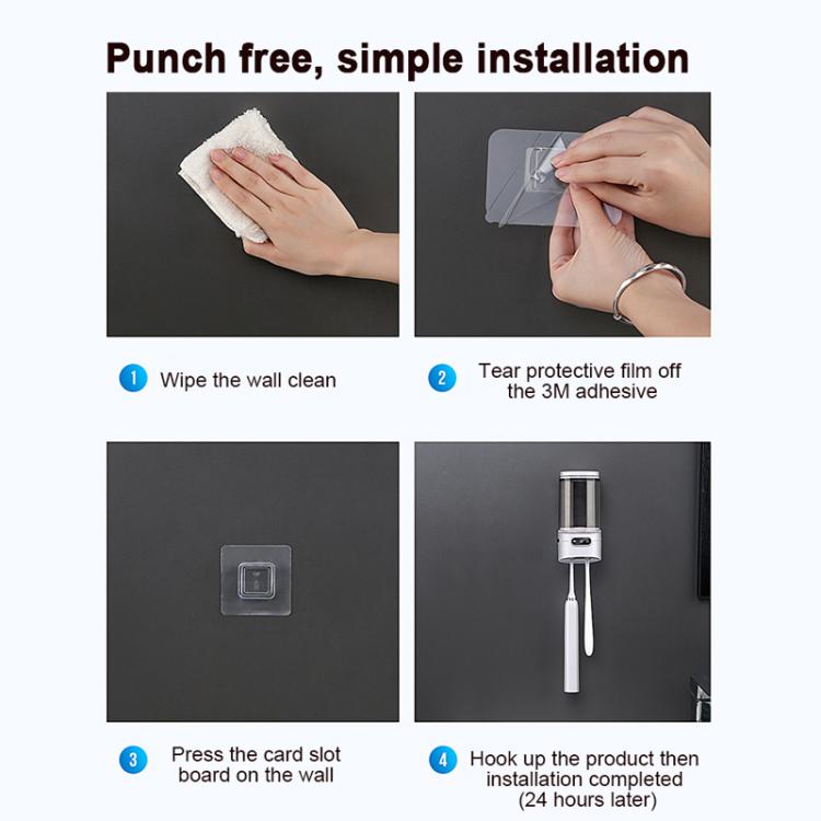 Rechargeable UV Toothbrush And Cup Sterilizer Wall Mount - Drill-Free Installation For Single User - H1 White