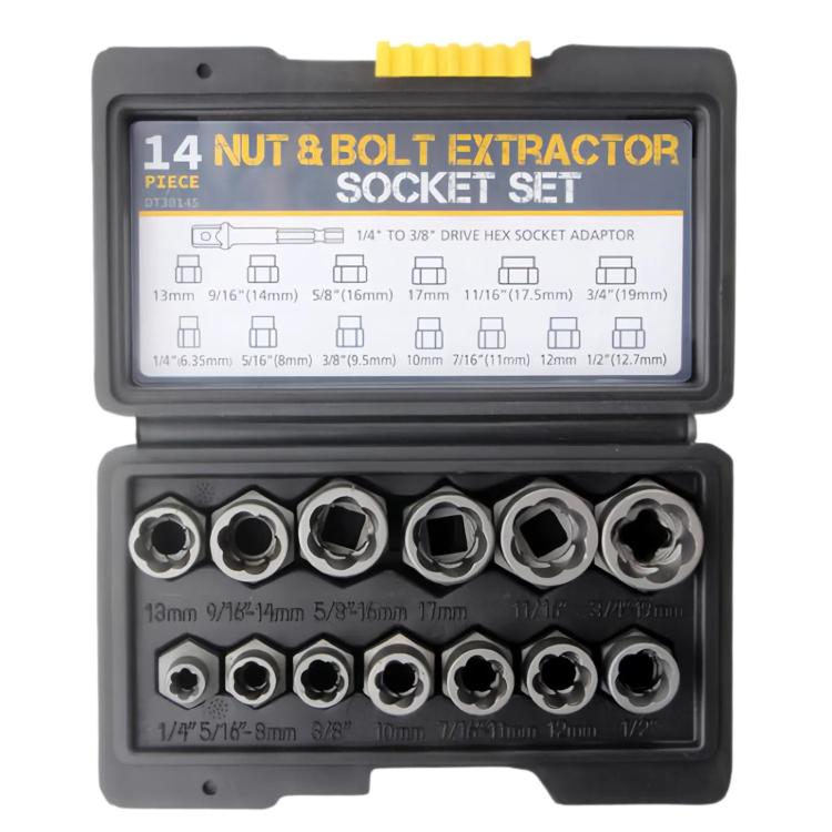 14pcs Damaged Nut Extractor Reverse-Thread Socket Screw Removal Tool