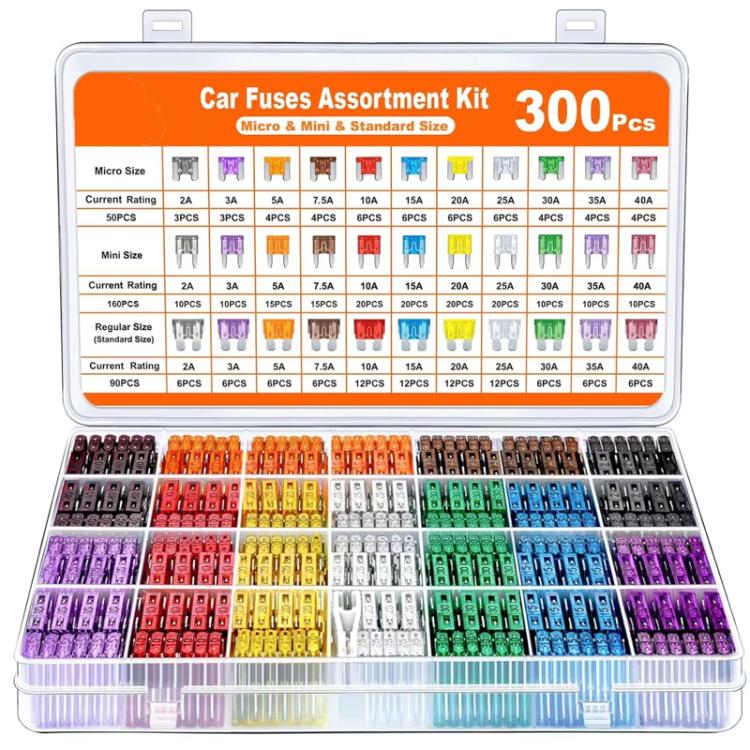 300pcs Zinc Sheets Car Small Medium Size Blade Fuse Assortment Kit