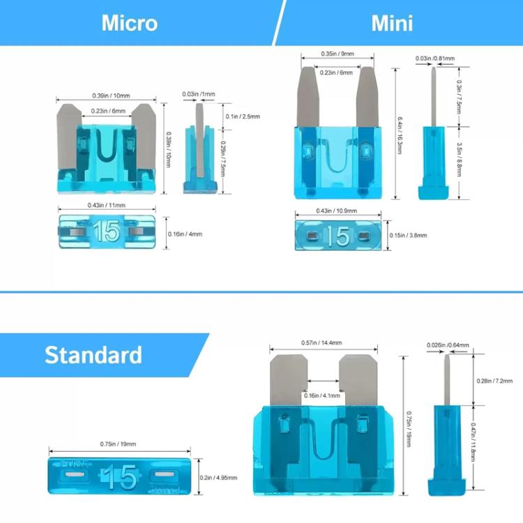 300pcs Zinc Sheets Car Small Medium Size Blade Fuse Assortment Kit