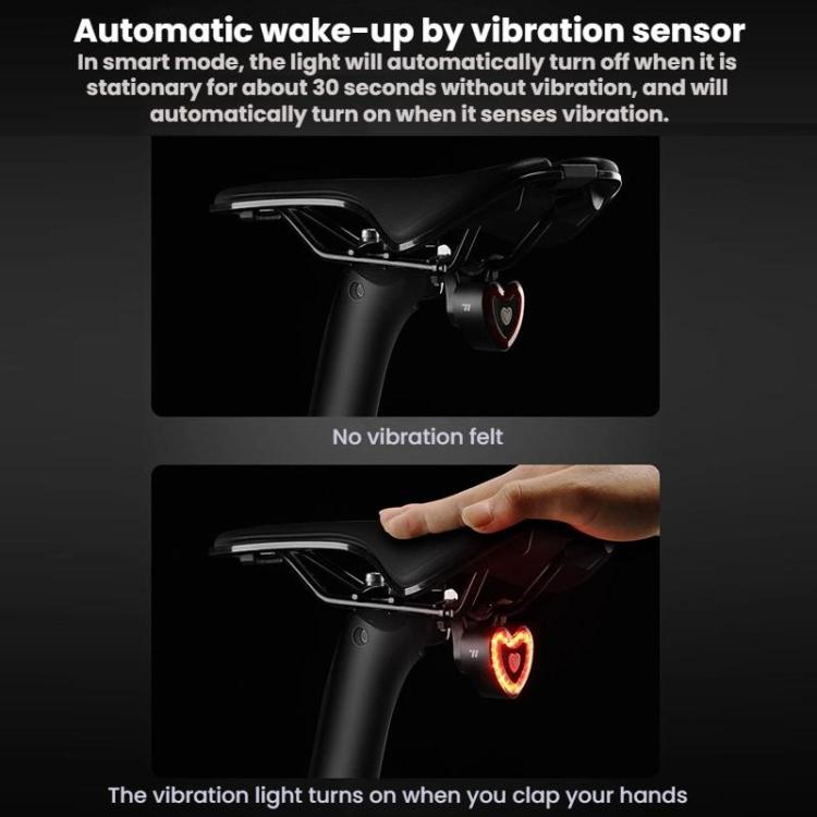 WEST BIKING Smart Heart Taillight With Cycling Brake Sensor Warning Light - Dual Bracket
