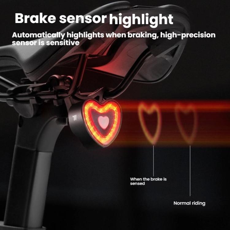 WEST BIKING Smart Heart Taillight With Cycling Brake Sensor Warning Light - Dual Bracket