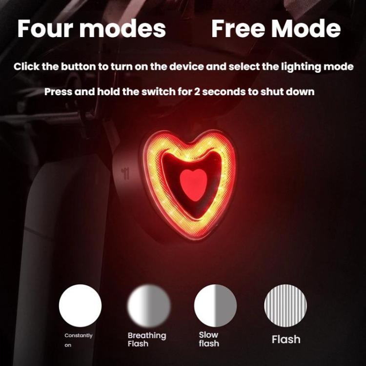 WEST BIKING Smart Heart Taillight With Cycling Brake Sensor Warning Light - Dual Bracket