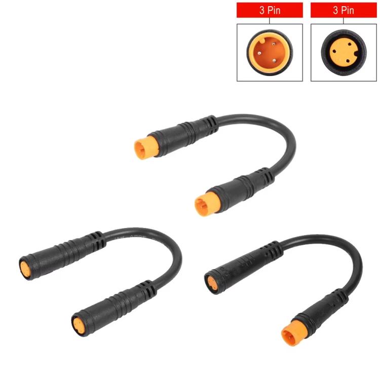 Male For Electric Bicycle Thumb Throttle 3 Pin Extension Cable Waterproof Wire Plugs
