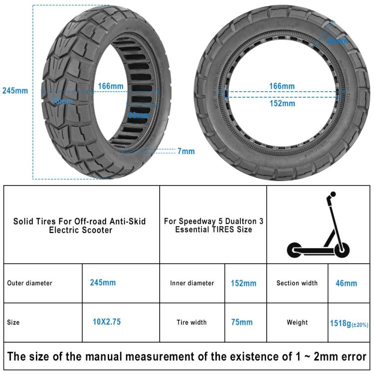 For Kugoo M4 / G-Booster G2 Pro 10x2.75 Inner Honeycomb Outer Tire 10 inch Off Road Solid Tire