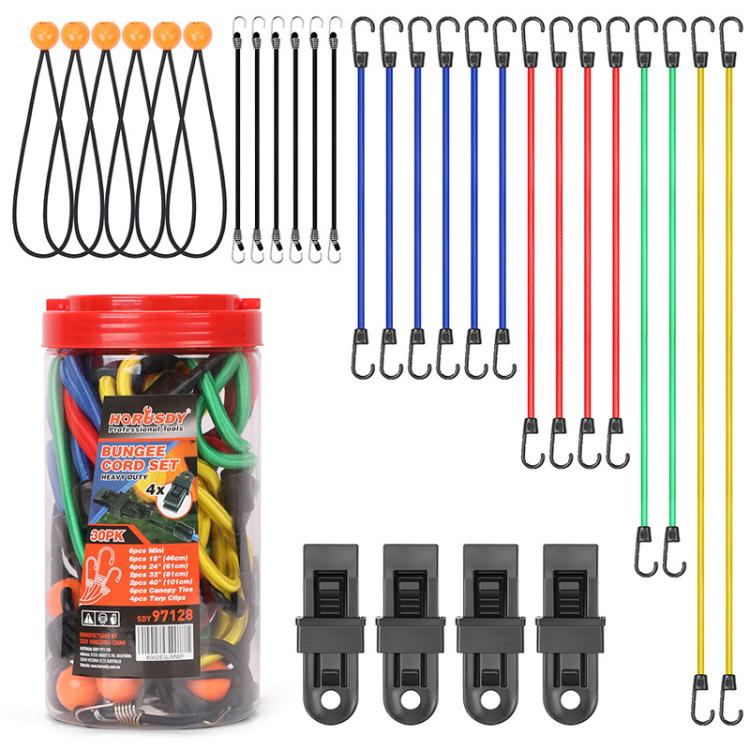 30pcs High-Elastic Rubber Elastic Cord Set Motorcycle Bicycle Tie-Down Straps Tent Elastic Cords, Spec: Bottled