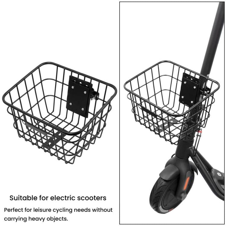 Electric Scooter Universal Front Basket Portable Practical Iron Tube Basket - Black