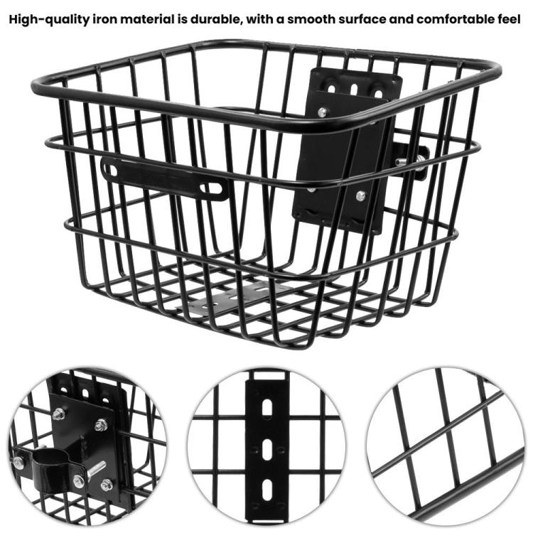 Electric Scooter Universal Front Basket Portable Practical Iron Tube Basket - Black