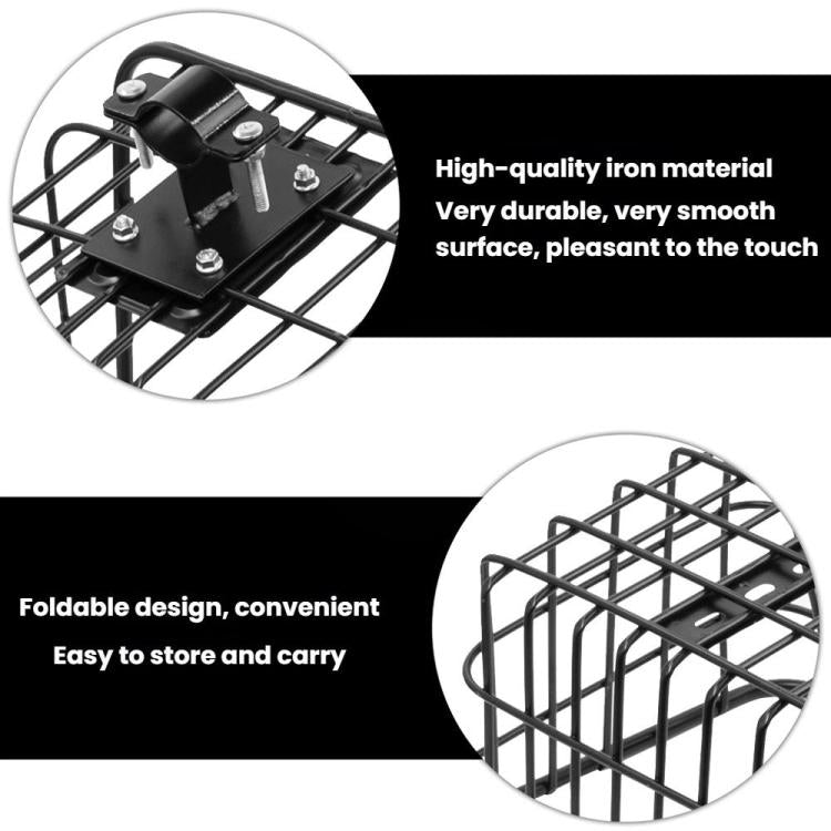 Electric Scooter Universal Front Basket Portable Practical Iron Tube Basket - Black