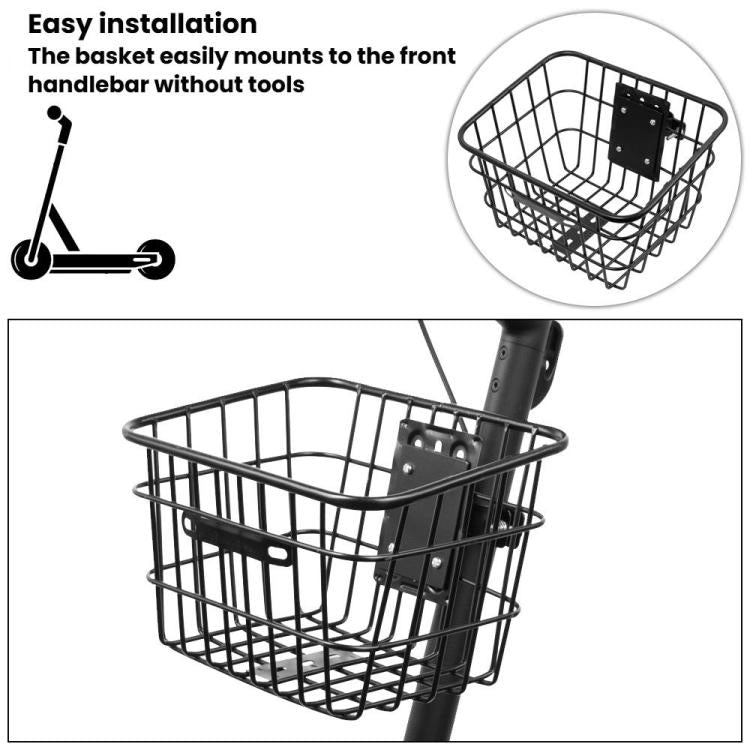 Electric Scooter Universal Front Basket Portable Practical Iron Tube Basket - Black