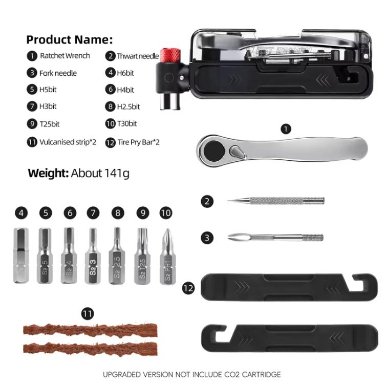 WEST BIKING Multi-Function Hexagonal Bicycle Repair Wrench Tool Set - Includes CO2 Valve