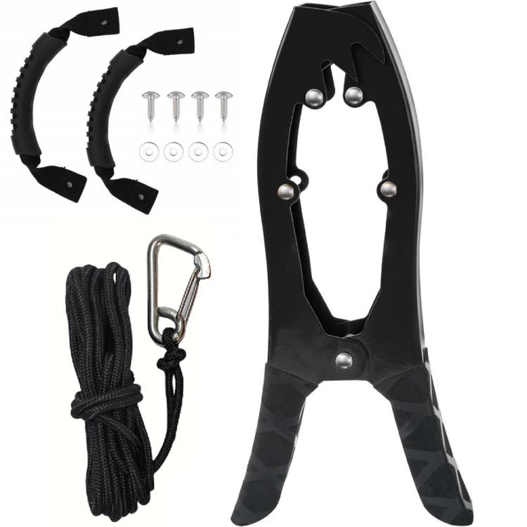 Canoe/Kayak Self-Locking Stainless Steel Anchor Clamp With Toothed Jaws, Specification: Black + Metal Buckle + Kayak Handrail