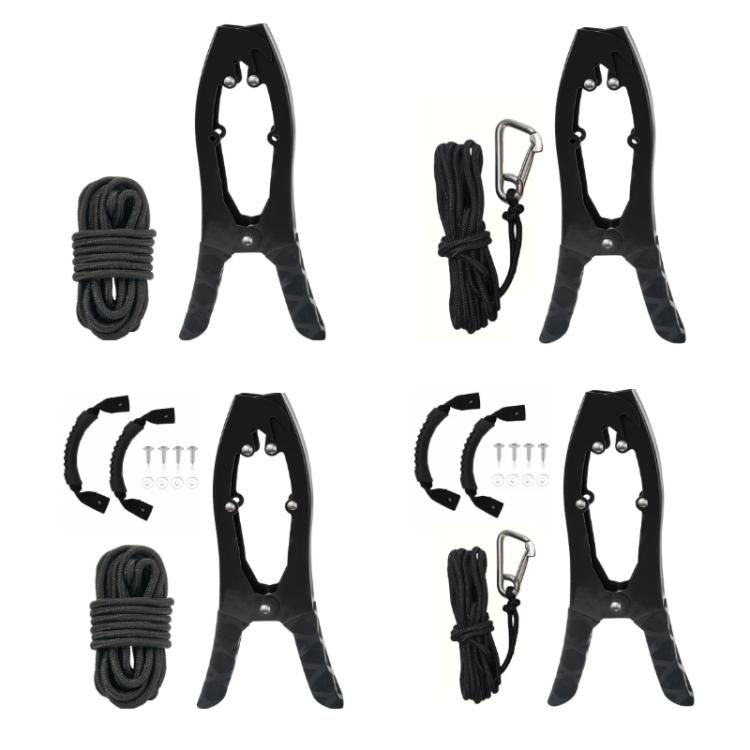 Canoe/Kayak Self-Locking Stainless Steel Anchor Clamp With Toothed Jaws, Specification: Black