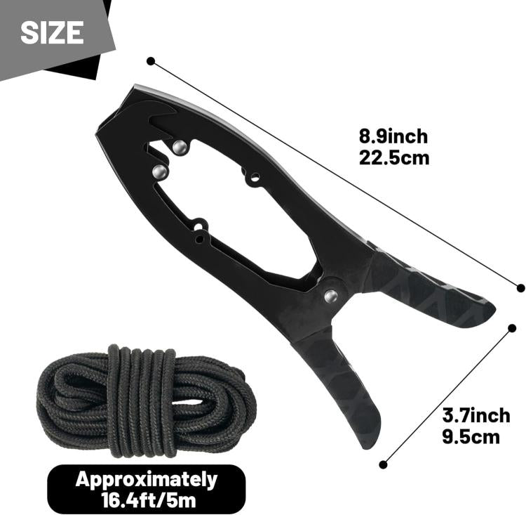 Canoe/Kayak Self-Locking Stainless Steel Anchor Clamp With Toothed Jaws, Specification: Black