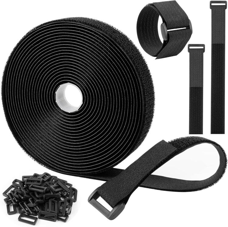 Self-adhesive Hook-and-loop Nylon Tie Wraps, Length: 0.025 x 10m + 30 Hooks