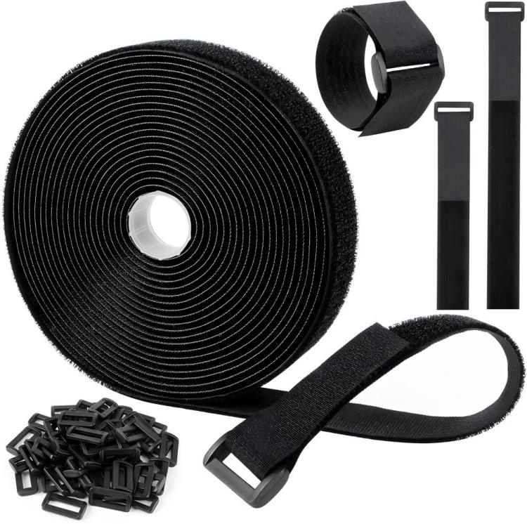 Self-adhesive Hook-and-loop Nylon Tie Wraps, Length: 0.05 x 10m + 30 Hooks