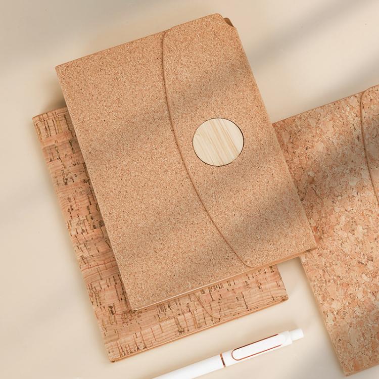 Eco-Friendly Soft Pine Wood Notebook with Pen Holder Tri-Fold A5 Journal with Magnetic Closure