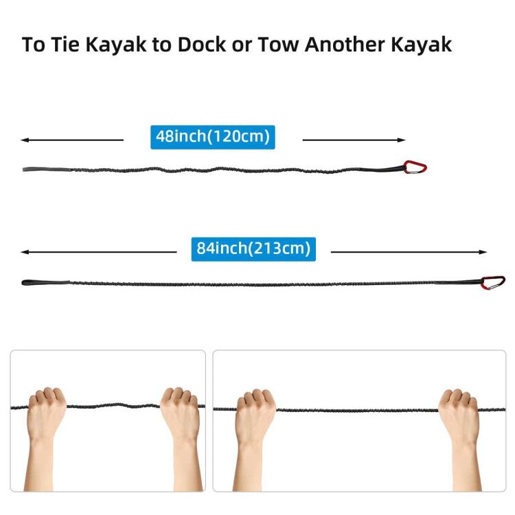 Kayak Paddle Retractable Leash With Carabiner - 1pc Black