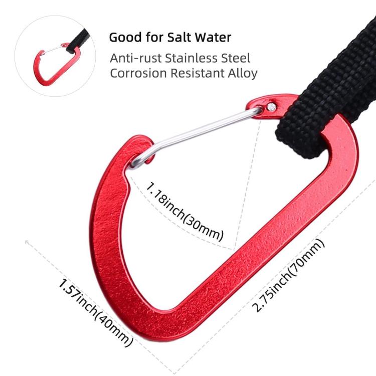Kayak Paddle Retractable Leash With Carabiner - 1pc Black