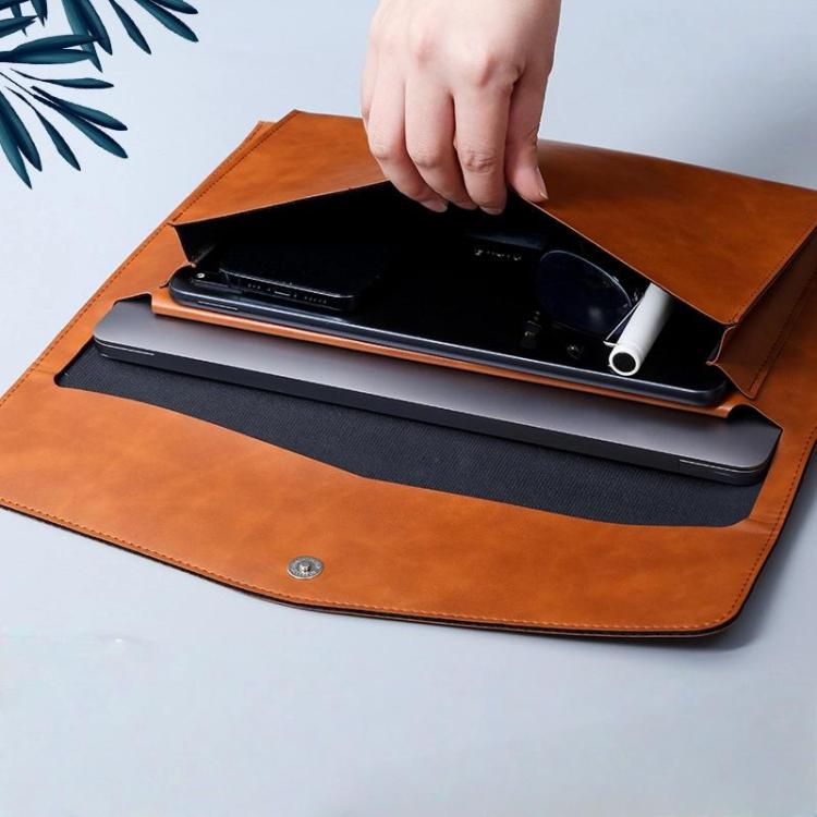 A4 Double Layer PU Document Bag 14 Inch Laptop Briefcase File Organizer Holder For Office School Supplies