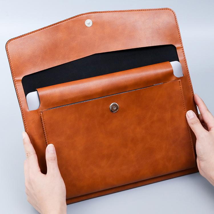 A4 Double Layer PU Document Bag 14 Inch Laptop Briefcase File Organizer Holder For Office School Supplies