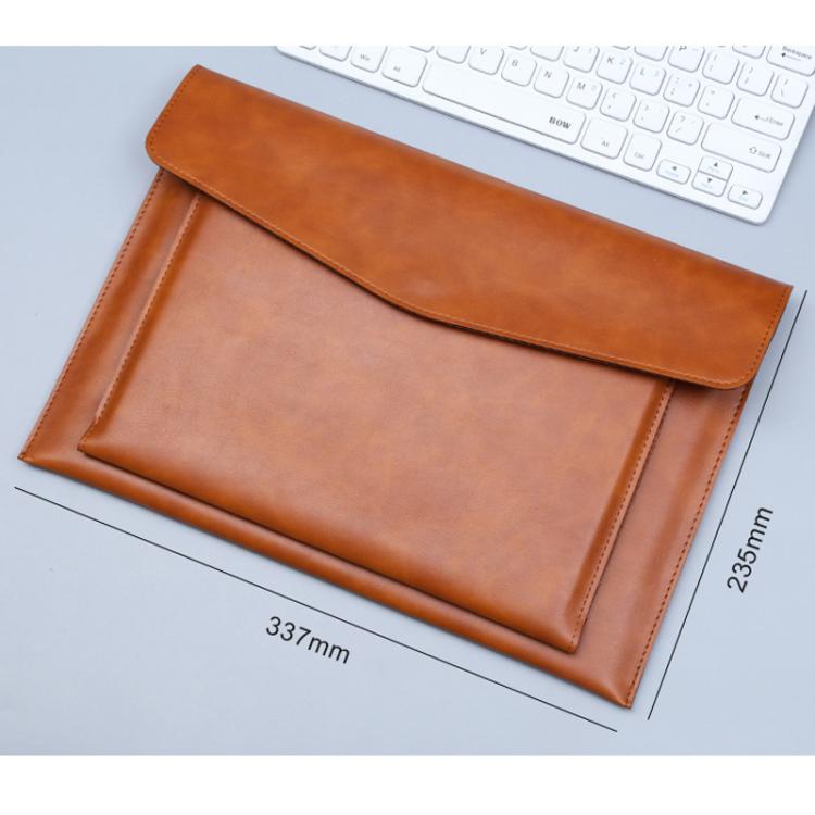 A4 Double Layer PU Document Bag 14 Inch Laptop Briefcase File Organizer Holder For Office School Supplies