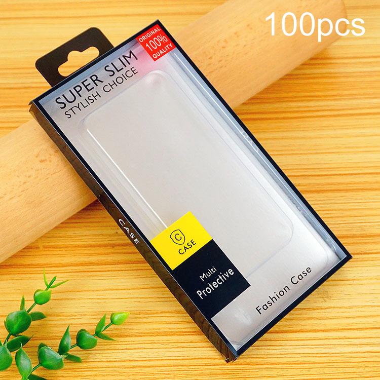 100pcs /Pack Clear PVC Blister Packaging Boxes For Phone Cases Retail Boxes Black+Silver Cardboard