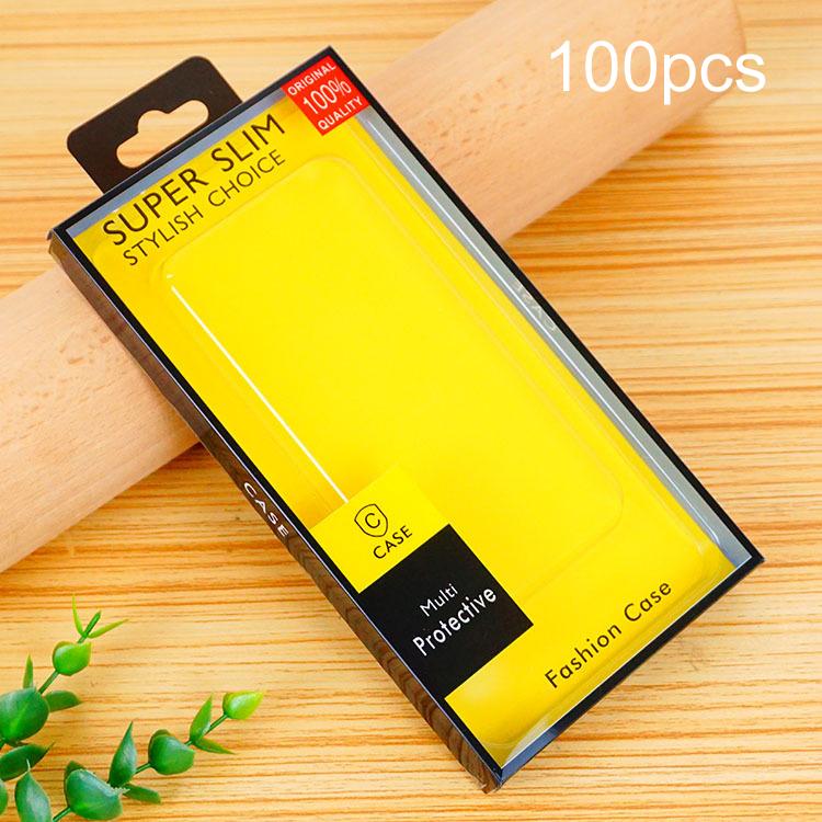 100pcs /Pack Clear PVC Blister Packaging Boxes For Phone Cases Retail Boxes Black+Yellow Cardboard