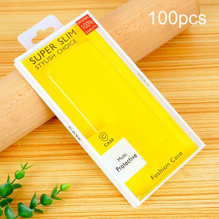 100pcs /Pack Clear PVC Blister Packaging Boxes For Phone Cases Retail Boxes White+Yellow Cardboard