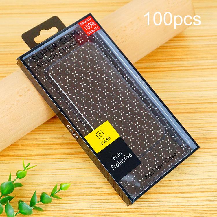 100pcs /Pack Clear PVC Blister Packaging Boxes For Phone Cases Retail Boxes Black+Black Cardboard
