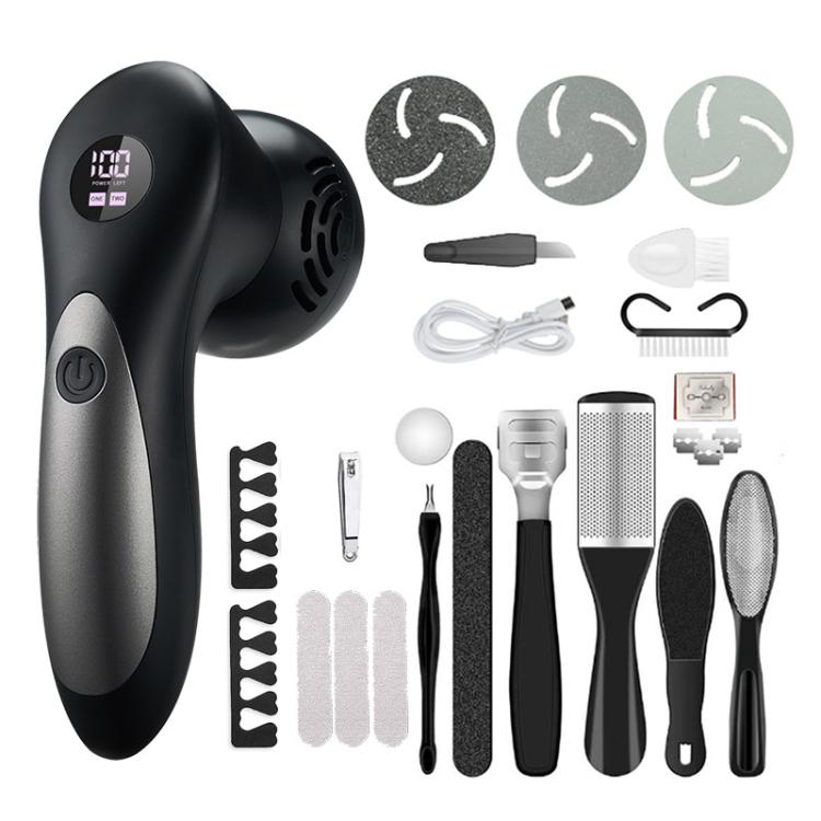 ZM-518 Electric Vacuum Callus Remover With Digital Display Dead Skin Callus Foot File Machine, Spec: 13pcs Black