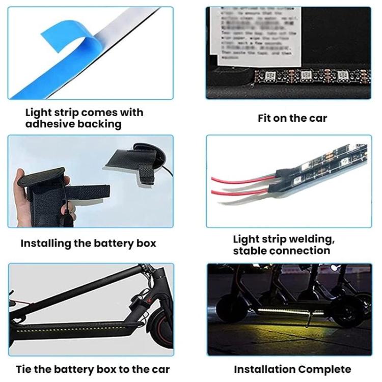 Scooter Chassis RGB Ambient Lighting Strip With Battery Compartment, Specification: 0.5m 30 Lights