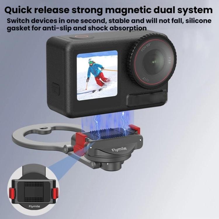 For DJI Osmo Action 3 / 4 / 5 Pro / Osmo 360 Flymile Quick-Release Magnetic Mount - Black