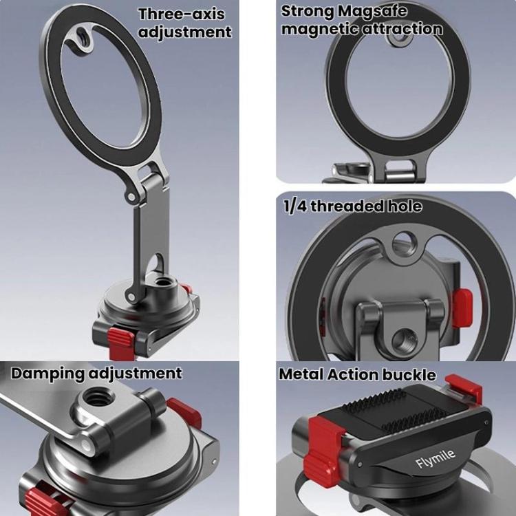 For DJI Osmo Action 3 / 4 / 5 Pro / Osmo 360 Flymile Quick-Release Magnetic Mount - Black
